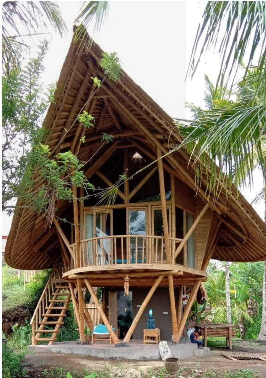 Two storey bamboo house